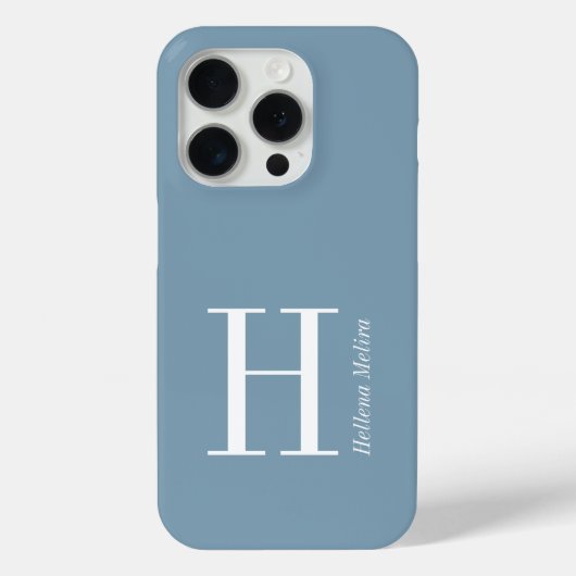 Moderne Blauwe Kust Witte Monogram Naam Case-Mate iPhone Case (Achterkant)