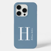 Moderne Blauwe Kust Witte Monogram Naam Case-Mate iPhone Case (Achterkant)
