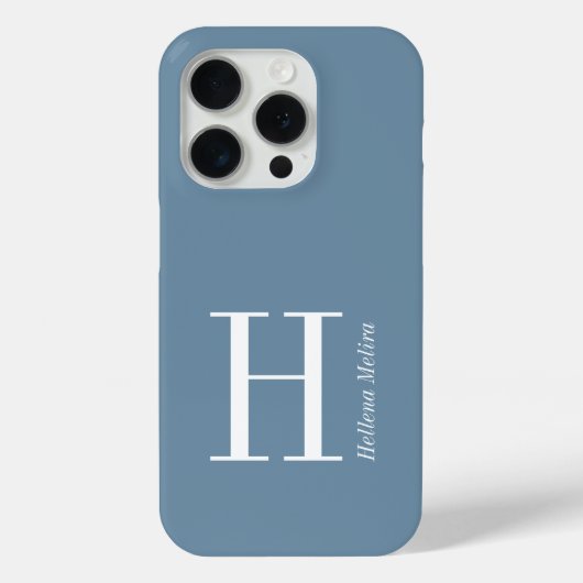 Moderne Blauwe Kust Witte Monogram Naam Case-Mate iPhone Case (Achterkant)