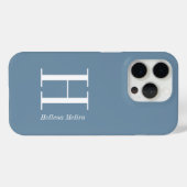 Moderne Blauwe Kust Witte Monogram Naam Case-Mate iPhone Case (Achterkant (horizontaal))