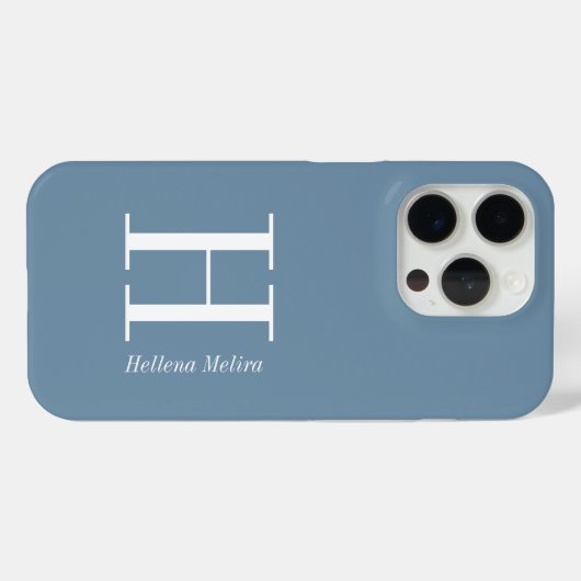 Moderne Blauwe Kust Witte Monogram Naam Case-Mate iPhone Case (Achterkant (horizontaal))