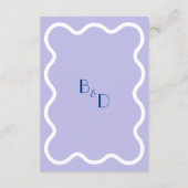 Moderne Blauwe Lavendel Golf Schelp Monogram Detai Informatiekaartje (Achterkant)