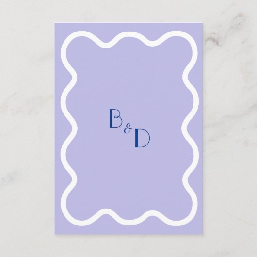 Moderne Blauwe Lavendel Golf Schelp Monogram Detai Informatiekaartje (Achterkant)