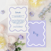 Moderne Blauwe Lavendel Golf Schelp Monogram Detai Informatiekaartje