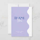 Moderne Blauwe Lavendel Wave Border Foto Bruiloft Bedankkaart (Voorkant)