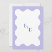 Moderne Blauwe Lavendel Wave Scallop Monogram Brui Kaart (Achterkant)