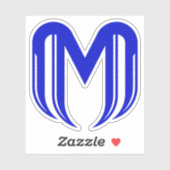 Moderne Blauwe Letter M Minimaal Sticker (Vel)