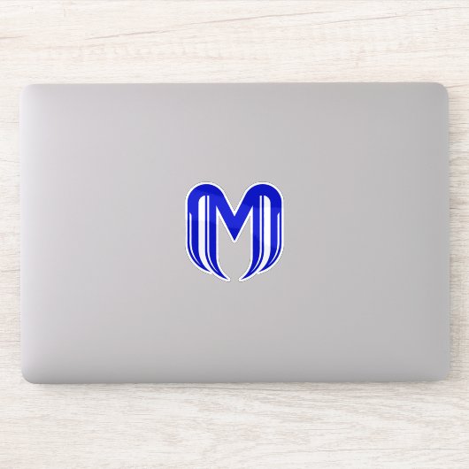 Moderne Blauwe Letter M Minimaal Sticker (Computer)