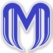 Moderne Blauwe Letter M Minimaal Sticker (Voorkant)