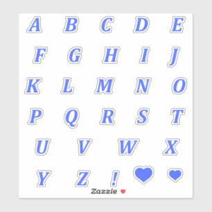 Moderne blauwe letters   Monogram-alfabet Sticker