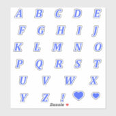 Moderne blauwe letters | Monogram Alfabet Stickers (Vel)