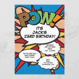 Moderne Blauwe Leuke Verjaardagsfeest Stripboek El Kaart