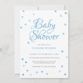 Moderne Blauwe Liefdeshartjes Baby Jongen Shower / Kaart (Voorkant)