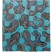 Moderne Blauwe Lifelines Moderne Abstracte Patroon Douchegordijn (Voorkant)