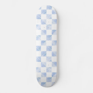 Moderne blauwe lijnen Gecontroleerd wit patroon Persoonlijk Skateboard