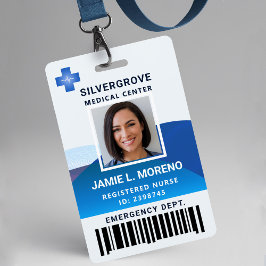 Moderne Blauwe Logo Kliniek Ziekenhuis Foto Verple Badge