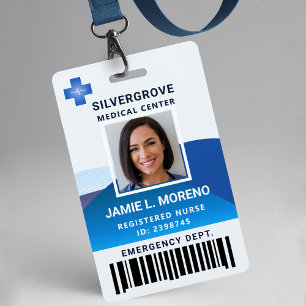 Moderne Blauwe Logo Kliniek Ziekenhuis Foto Verple Badge