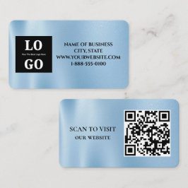 Moderne Blauwe Lucht Aangepast Logo en QR-code Visitekaartje