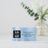Moderne Blauwe Lucht Aangepast Logo en QR-code Visitekaartje (Staand voorkant)