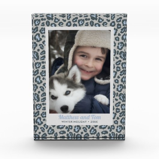 Moderne blauwe luipaard afdrukken Aangepaste foto (Voorkant)