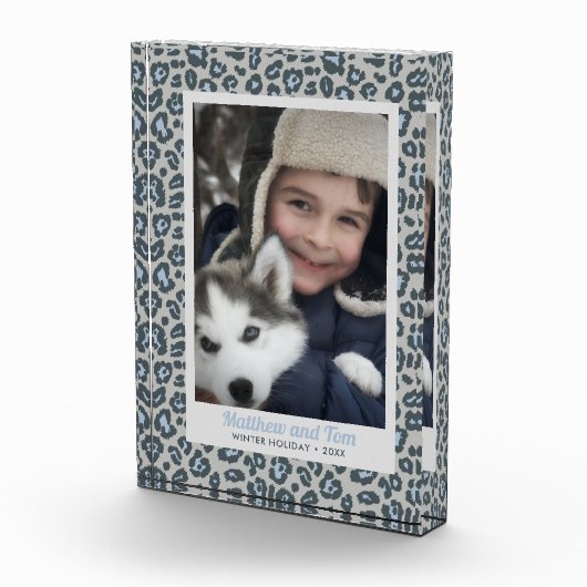 Moderne blauwe luipaard afdrukken Aangepaste foto (Rechts)