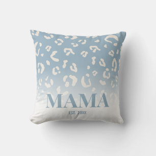 Moderne blauwe luipaardprint persoonlijke mama kussen