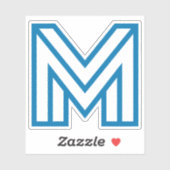 Moderne Blauwe M Monogram, Geometrische Omlijning Sticker (Vel)