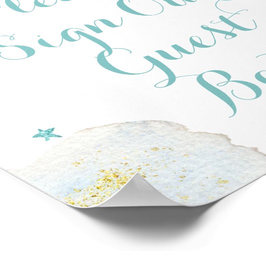 Moderne blauwe maan Gelieve ons gastboek te ondert Poster (Hoek)