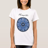 Moderne Blauwe Mandala Namaste T-shirt (Voorkant)