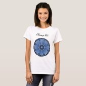Moderne Blauwe Mandala Namaste T-shirt (Voorkant volledig)