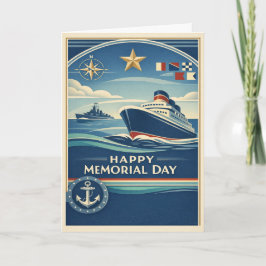 Moderne Blauwe Maritieme Memorial Day Kaart