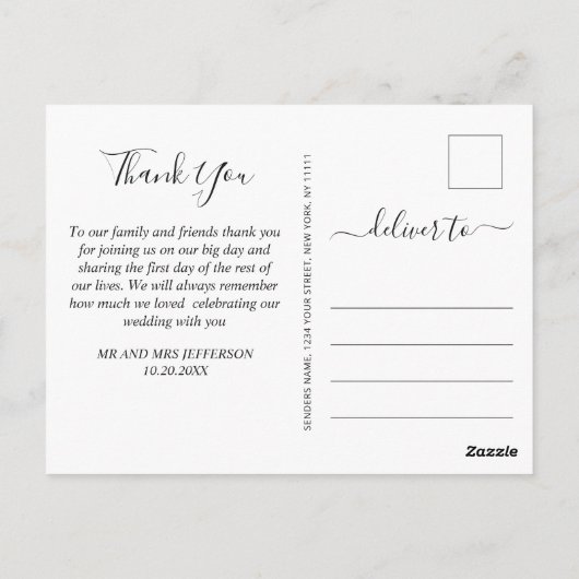 Moderne Blauwe Marmer Agaat Huwelijk Bedankt Po Briefkaart (Achterkant)