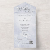 Moderne blauwe marmer Minimale QR-code All In One Uitnodiging (Binnen)