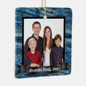 Moderne Blauwe Marmeren Aangepaste Foto Keramisch Ornament (Rechts)