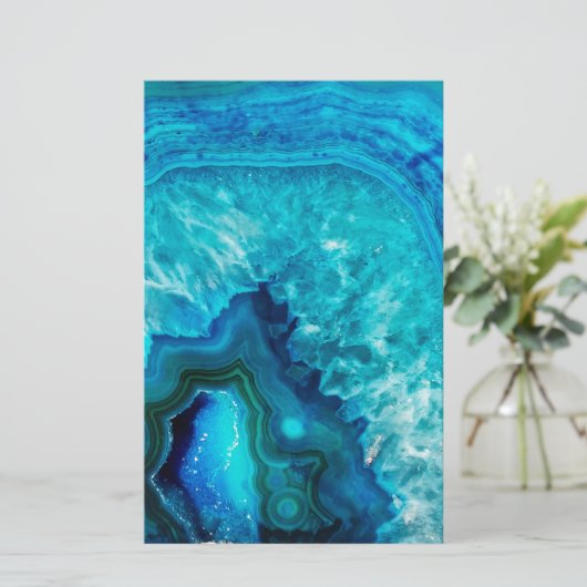 Moderne Blauwe Marmeren Agaat Briefpapier (Staand voorkant)