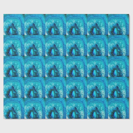 Moderne Blauwe Marmeren Agaat Cadeaupapier (Vlak)