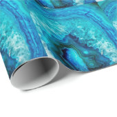 Moderne Blauwe Marmeren Agaat Cadeaupapier (Rol Hoek)