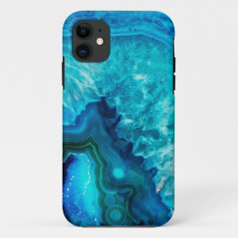 Moderne Blauwe Marmeren Agaat iPhone 11 Hoesje