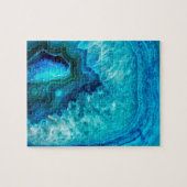 Moderne Blauwe Marmeren Agaat Legpuzzel (Horizontaal)