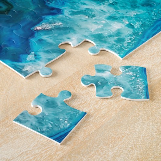 Moderne Blauwe Marmeren Agaat Legpuzzel (Zijkant)