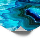 Moderne Blauwe Marmeren Agaat Poster (Hoek)