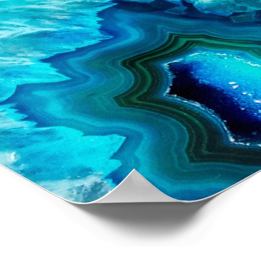 Moderne Blauwe Marmeren Agaat Poster (Hoek)