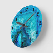 Moderne Blauwe Marmeren Agaat Ronde Klok (Hoek)