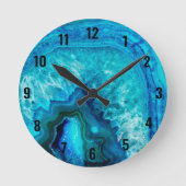 Moderne Blauwe Marmeren Agaat Ronde Klok (Voorkant)