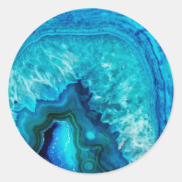 Moderne Blauwe Marmeren Agaat Ronde Sticker