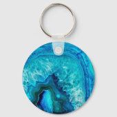 Moderne Blauwe Marmeren Agaat Sleutelhanger (Voorkant)