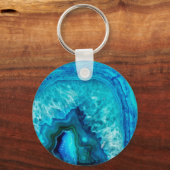 Moderne Blauwe Marmeren Agaat Sleutelhanger (Voorkant)