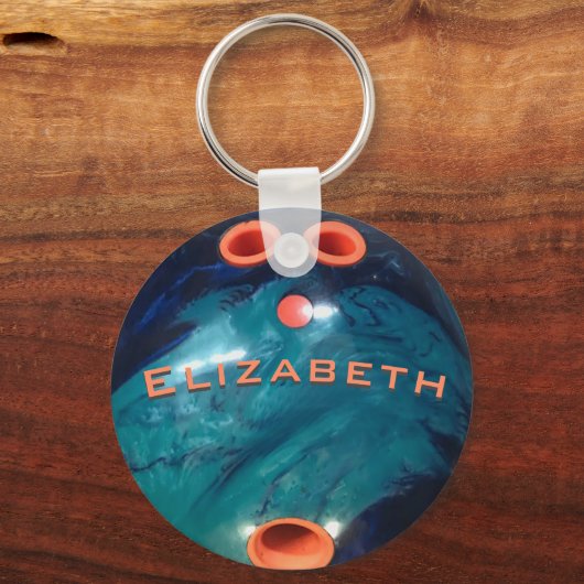 Moderne blauwe marmerling Ball Sleutelhanger (Voorkant)