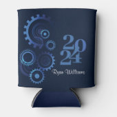 Moderne Blauwe Mechanische Ingenieur Afstudeerfees Blikjeskoeler (Voorkant)