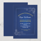 Moderne Blauwe Mechanische Ingenieur Afstudeerfees Kaart (Voorkant / Achterkant)